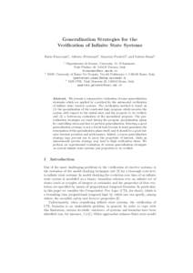 Generalization Strategies for the Verification of Infinite State Systems Fabio Fioravanti1, Alberto Pettorossi2, Maurizio Proietti3 , and Valerio Senni2 1  2