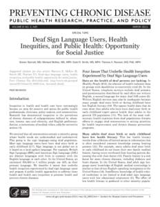 VOLUME 8: NO. 2, A45  MARCH 2011 SPECIAL TOPIC  Deaf Sign Language Users, Health
