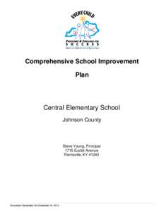 Comprehensive School Improvement Plan Central Elementary School Johnson County