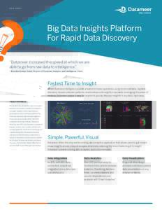 D ATA S H E E T  Big Data Insights Platform For Rapid Data Discovery “Datameer increased the speed at which we are able to go from raw data to intelligence.”
