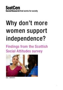 Why don’t more women support independence? Findings from the Scottish Social Attitudes survey