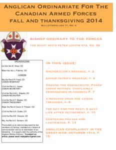 Anglican Ordinariate For The Canadian Armed Forces fall and thanksgiving 2014 Bulletin/Volume 11, No. 4  !