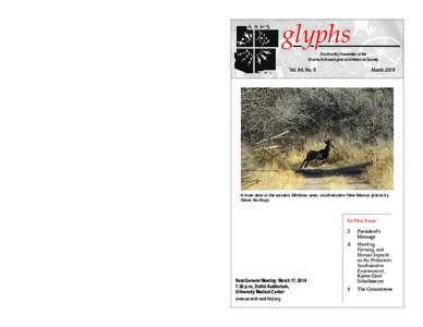 glyphs The Monthly Newsletter of the Arizona Archaeological and Historical Society Vol. 64, No. 9