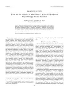 What Are the Benefits of Mindfulness? A Practice Review of Psychotherapy-Related Research