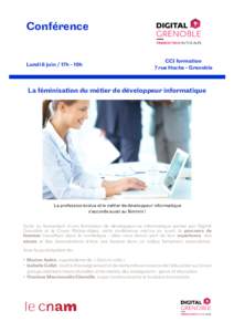 Conférence Lundi 6 juin / 17h - 19h CCI formation 7 rue Hoche - Grenoble