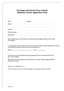 Presteigne and Norton Town Council Allotment Garden Application Form