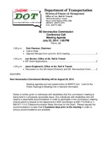 Department of Transportation Division of Finance & Management Office of Air, Rail & Transit 700 East Broadway Avenue Pierre, South Dakota[removed]OFFICE: [removed]