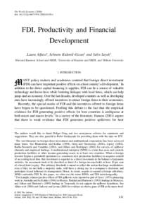 The World Economy[removed]doi: [removed]j[removed]01159.x FDI, Productivity and Financial Development