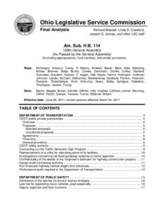 Ohio Legislative Service Commission Final Analysis Richard Bloedel, Linda S. Crawford, Joseph G. Aninao, and other LSC staff