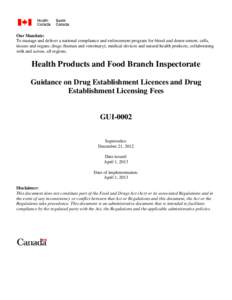 Health / Drug safety / Pharmaceutical industry / Food law / Food and Drug Administration / Good manufacturing practice / Drug Identification Number / Food and Drugs Act / Regulatory requirement / Pharmaceuticals policy / Pharmaceutical sciences / Pharmacology