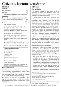 Citizen’s Income newsletter 2015, issue 3 Editorials  Contents