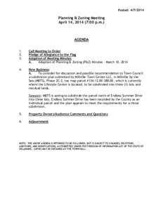 Posted: [removed]Planning & Zoning Meeting April 14, [removed]:00 p.m.)  AGENDA
