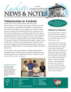•Winter 2011•  Volunteerism in Lucketts This issue is dedicated to the spirit of volunteerism