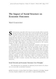 Journal of Economic Perspectives—Volume 19, Number 1—Winter 2005—Pages 33–50  The Impact of Social Structure on