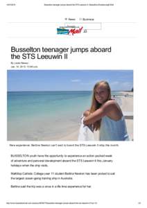 [removed]Busselton teenager jumps aboard the STS Leeuwin II | Busselton­Dunsborough Mail News