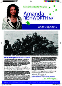 Federal Member for Kingston  Amanda RISHWORTH mp ANZAC DAY 2015