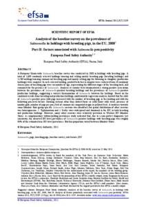 EFSA Journal 2011;9(7):2329  SCIENTIFIC REPORT OF EFSA Analysis of the baseline survey on the prevalence of Salmonella in holdings with breeding pigs, in the EU, 20081