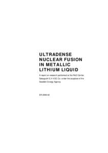 ULTRADENSE NUCLEAR FUSION IN METALLIC