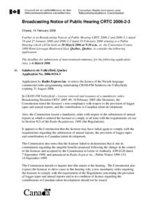 Broadcasting Notice of Public Hearing CRTC[removed]