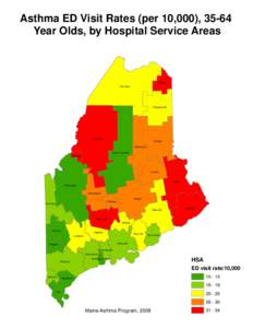 Asthma ED Visit Rates (per 10,000), 35-64 Year Olds, by Hospital Service Areas Caribou Fort Kent