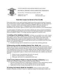 STATE OF RHODE ISLAND AND PROVIDENCE PLANTATIONS  HISTORICAL PRESERVATION & HERITAGE COMMISSION Old State House 150 Benefit Street Providence, RI[removed]Telephone[removed]TTY[removed]