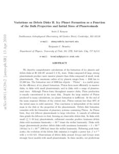 Variations on Debris Disks II. Icy Planet Formation as a Function of the Bulk Properties and Initial Sizes of Planetesimals