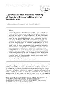 The British Journal of Sociology 2004 Volume 55 Issue 3  Appliances and their impact: the ownership