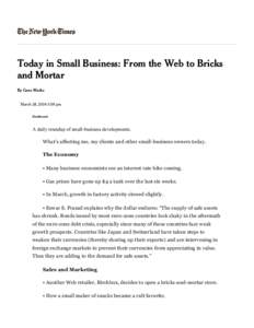 Today in Small Business: From the Web to Bricks and Mortar