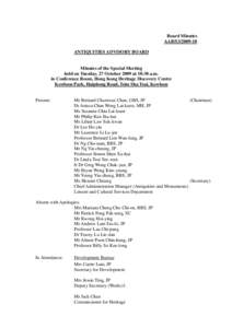 Board Minutes AAB/S3ANTIQUITIES ADVISORY BOARD Minutes of the Special Meeting held on Tuesday, 27 October 2009 at 10:30 a.m.