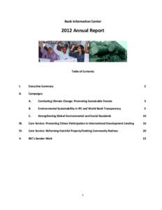 Bank Information CenterAnnual Report Table of Contents