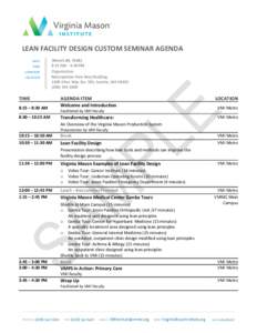 Lean Facility Design Custom Seminar Agenda