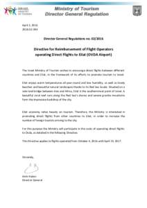 April 3, Director General Regulations noDirective for Reimbursement of Flight Operators