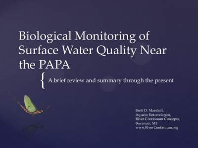 Biological Monitoring of Surface Water Quality Near the PAPA {