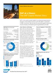 Capital Market Information  SAP at a Glance The SAP Capital Market Story SAP is the world market leader for enterprise applications, analytics and mobile solutions with 261,000+ customers