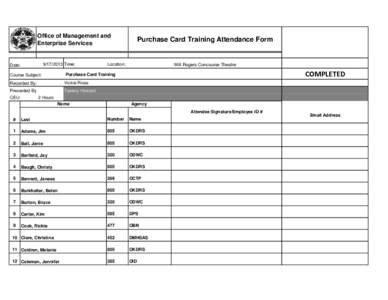 Purchase Card Traing Sign-In Sheet
