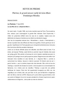 REVUE DE PRESSE    Thérèse, le grand amour caché de Léon Blum  Dominique Missika   