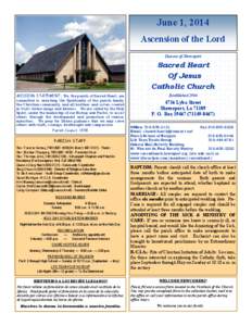 June 1, 2014 Ascension of the Lord Diocese of Shreveport