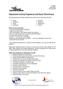 Depression during Pregnancy and Early Parenthood (English)