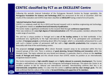 CENTEC classified by FCT as EXCELLENT [Read-Only] [Compatibility Mode]