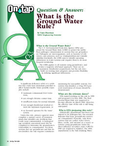 Question & Answer:  What is the Ground Water Rule? By Vipin Bhardwaj