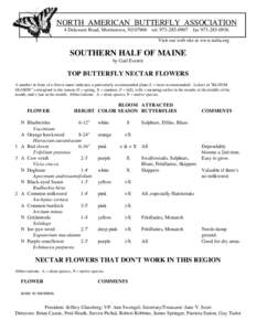 NORTH AMERICAN BUTTERFLY ASSOCIATION 4 Delaware Road, Morristown, NJ[removed]tel[removed]fax[removed]Visit our web site at www.naba.org SOUTHERN HALF OF MAINE by Gail Everett