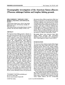 FISHERIES OCEANOGRAPHY  Fish. Oceanogr. 16:6, 555–572, 2007 Oceanographic investigation of the American Samoa albacore (Thunnus alalunga) habitat and longline fishing grounds