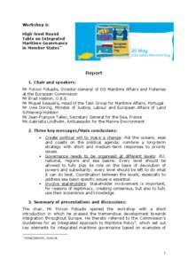 Workshop 6: High-level Round Table on Integrated Maritime Governance in Member States”