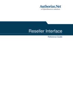 Reseller Interface Reference Guide Reseller Interface Reference Guide  Table of Contents