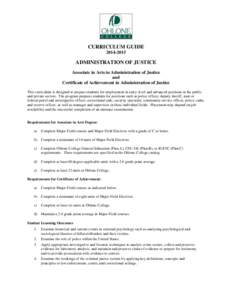 Administration of Justice AA Degree, CertificateCurriculum Guide - Ohlone College
