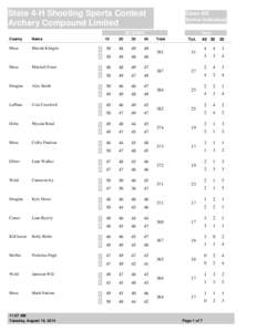 State 4-H Shooting Sports Contest Archery Compound Limited Class 405 Senior Individual