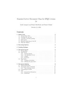 Standard Letter Document Class for LATEX version 2e Leslie Lamport and Frank Mittelbach and Rainer Sch¨opf October 15, 2014  Contents