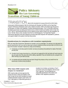 Policy Advisory- The Law Governing Transition of Young Children