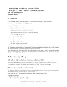 Chez Scheme Version 7.0 Release Notes c 2005 Cadence Research Systems Copyright All Rights Reserved August[removed]Overview