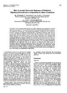 Biochem. J, Printed in Great Britain 249  Role of Apurinic Sites in the Resistance of Methylated